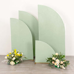 Set of 4 Matte Sage Green Spandex Half Moon Chiara Backdrop Stand Covers, Custom Fitted Wedding Arch Covers - 2.5ft,5ft,6ft,7ft