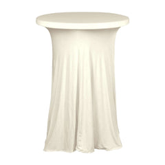 Spandex 30" Round Cocktail Table Cover Skirt Ivory With Natural Wavy Drapes