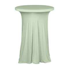 Spandex 30" Round Cocktail Table Cover Skirt Sage Green With Natural Wavy Drapes