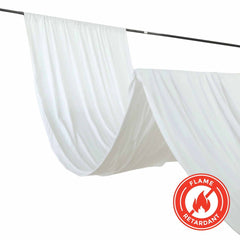 White Scuba Polyester Ceiling Drape Backdrop Curtain Panel, Commercial Grade Fire Retardant Wrinkle Free Draping Fabric With Rod Pockets - 5ftx30ft