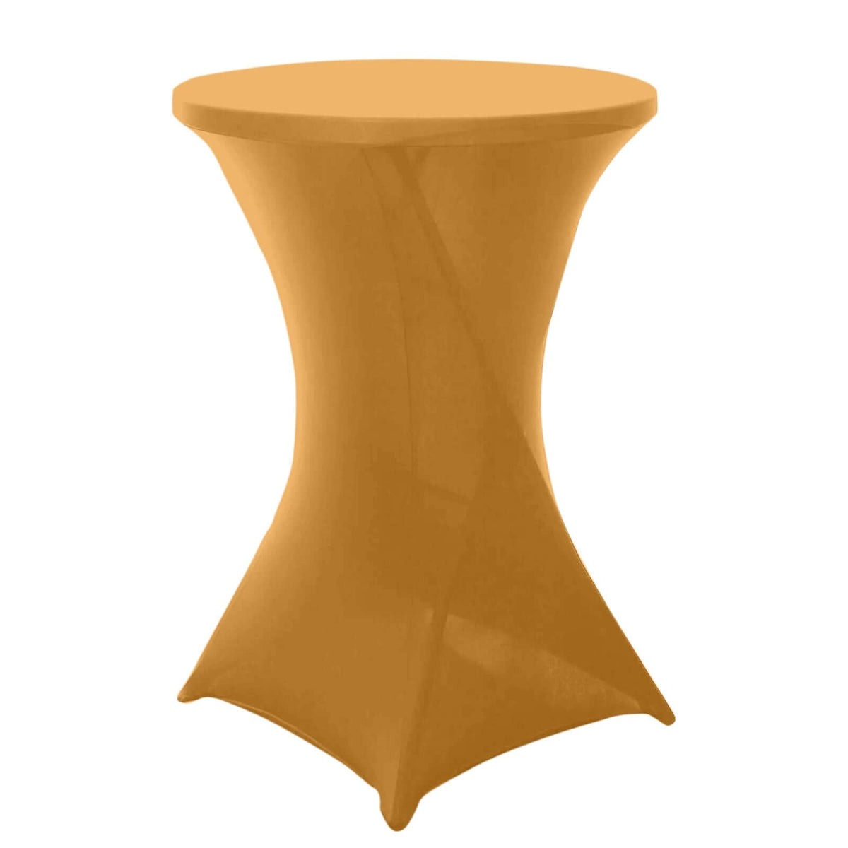 Spandex 30" Round Cocktail Table Cover Gold - Easy to Maintain Stretch Fitted Highboy Tablecloth for Stylish Events