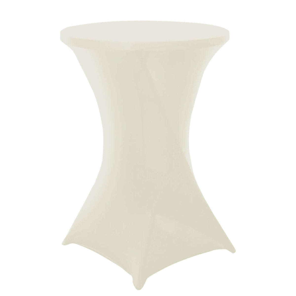 Spandex 30" Round Cocktail Table Cover Ivory - Easy to Maintain Stretch Fitted Highboy Tablecloth