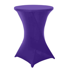 Spandex 30" Round Cocktail Table Cover Purple - Easy to Maintain Stretch Fitted Highboy Tablecloth