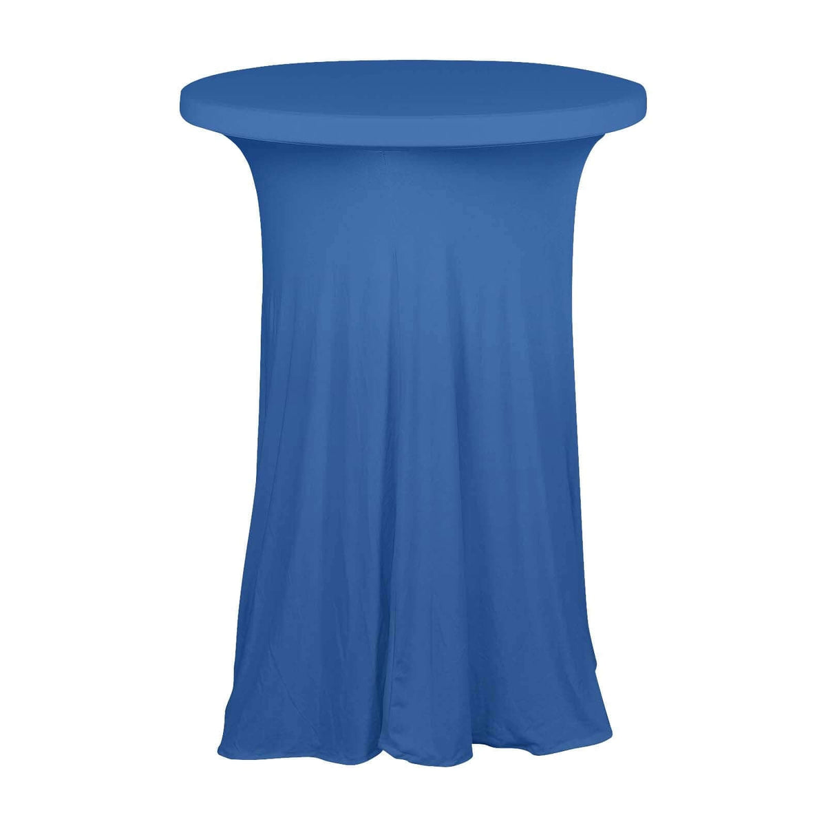 Spandex 30" Round Cocktail Table Cover Skirt Royal Blue With Natural Wavy Drapes