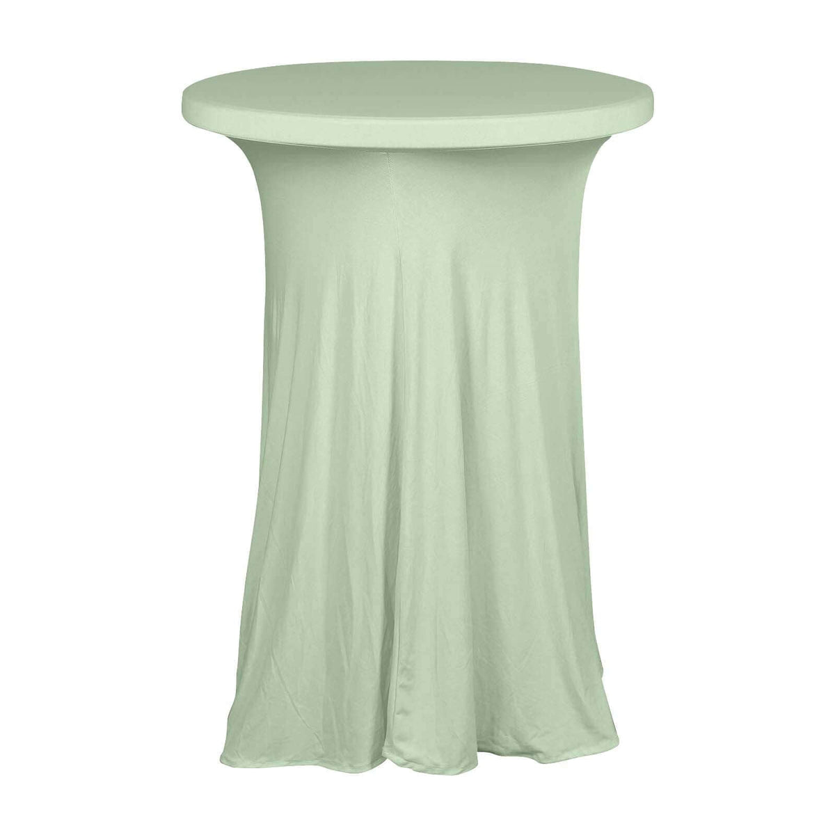 Spandex 30" Round Cocktail Table Cover Skirt Sage Green With Natural Wavy Drapes