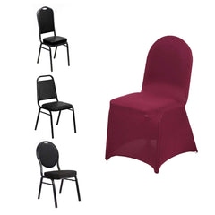 Spandex Chair Cover for Banquet Chairs Burgundy - Stretch 160GSM Fabric with Slip-On Slipcover