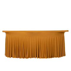 Spandex Rectangle 72"x30" Table Skirt Gold with Wavy Skirt-Like Effect Stylish Table Cover for Weddings, Banquets & Trade Shows