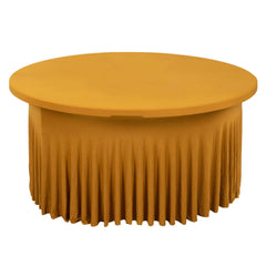 Spandex Round 5ft Table Skirt Gold with Wavy Skirt-Like Effect Stylish Table Cover for Weddings, Banquets & Trade Shows