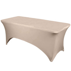 Stretch Spandex 6ft Rectangle Tablecloth Nude - Durable Form-Fitting Table Cover