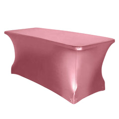Stretch Spandex 72"x30" Rectangle Tablecloth Metallic Rose Gold - Form-Fitting Table Cover
