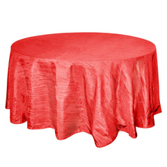 Taffeta 120" Round Tablecloth Red - Seamless Accordion Crinkle Table Cover